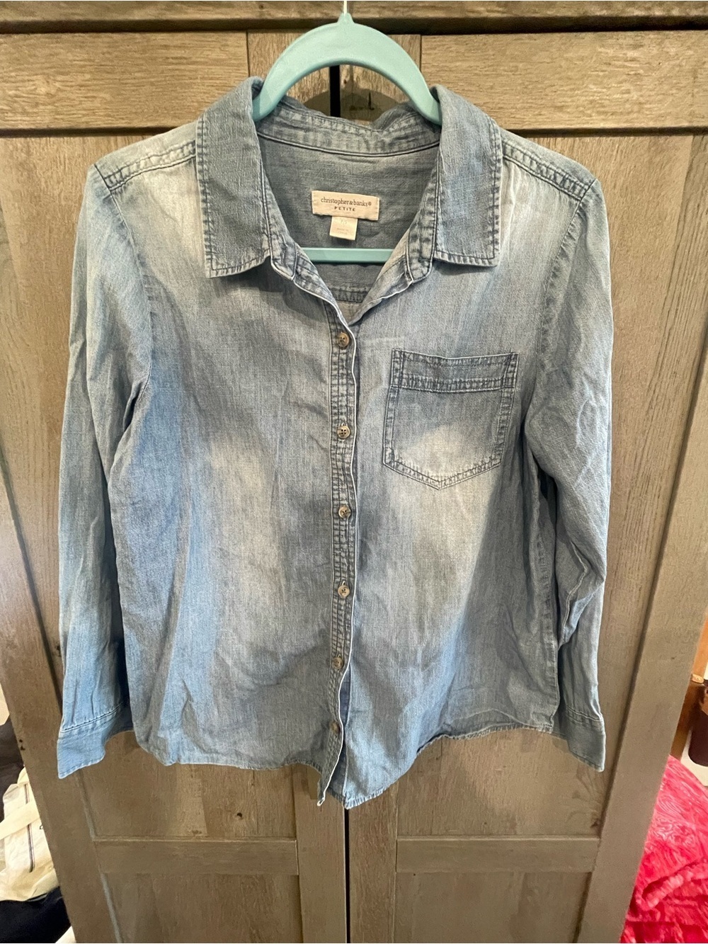 Christopher & Banks Light Blue Chambray Petite Shirt